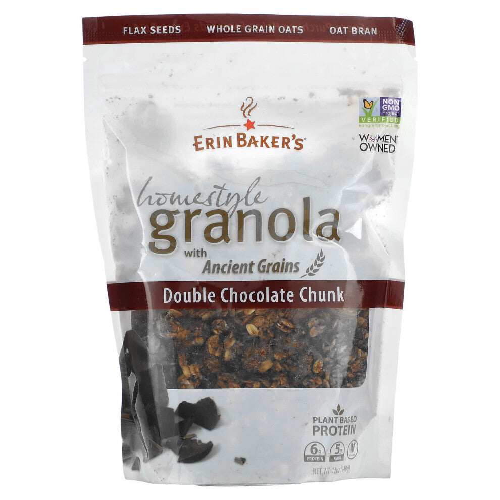 Erin Baker's, Homestyle Granola with Ancient Grains, Double Chocolate Chunk, 12 oz (340 g)