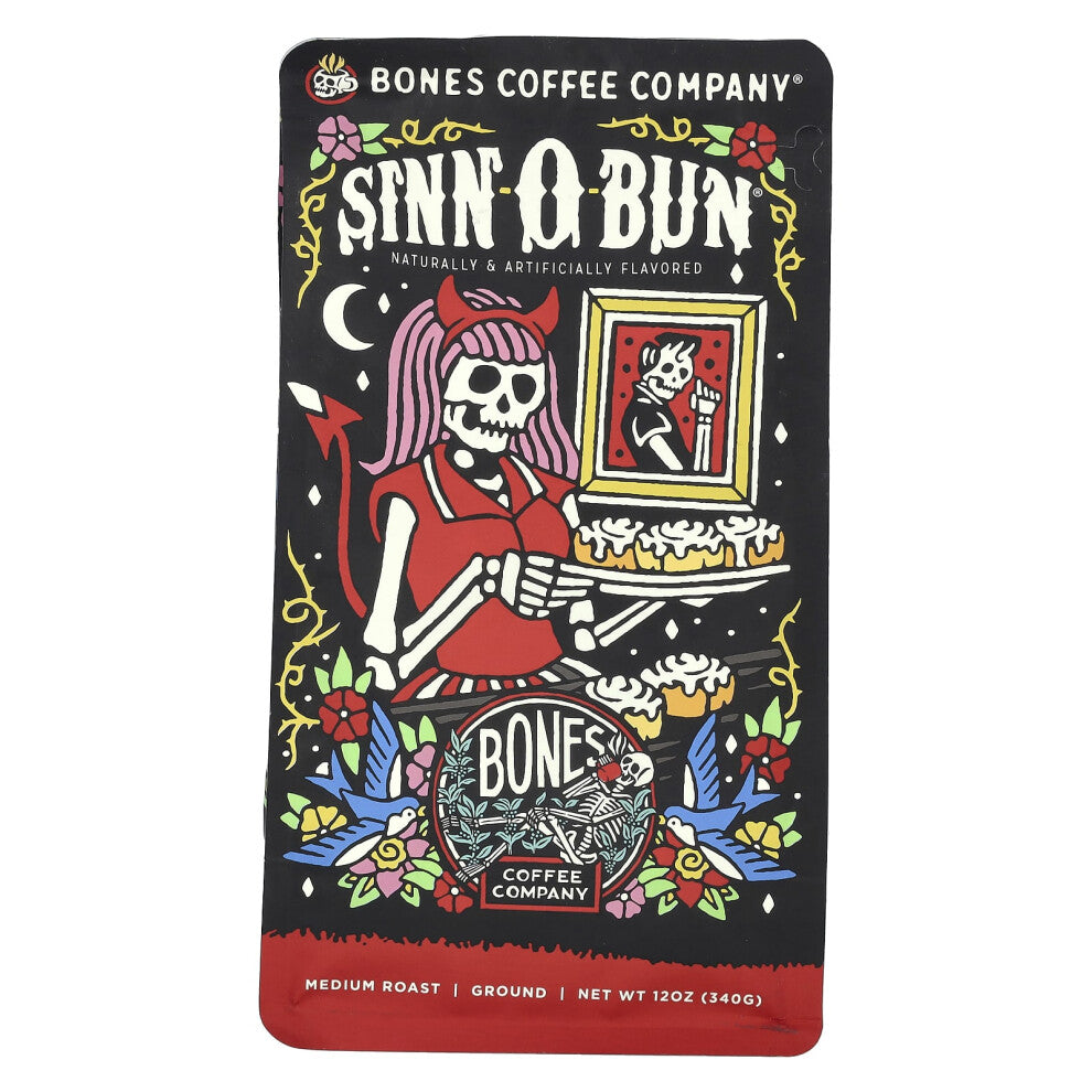 Bones Coffee Company, Sinn-O-Bun, Ground, Medium Roast, 12 oz (340 g)