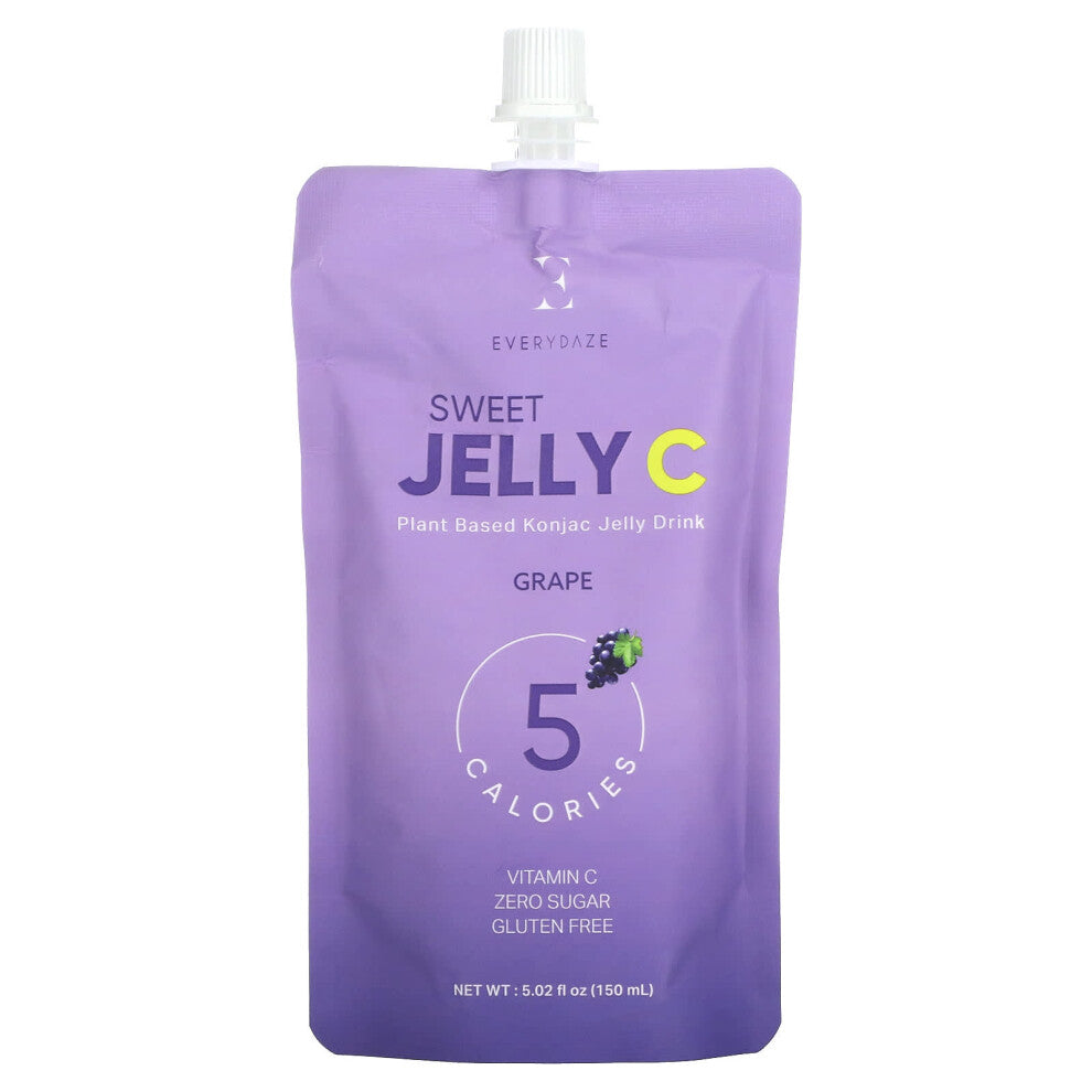 Everydaze, Sweet Jelly C, Plant Based Konjac Jelly Drink, Grape, 5.02 fl oz (150 ml)
