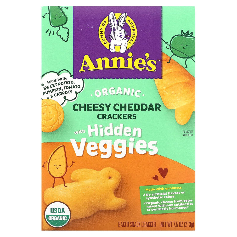 Annie's Homegrown, Organic Cheesy Cheddar Crackers with Hidden Veggies, 7.5 oz (213 g)