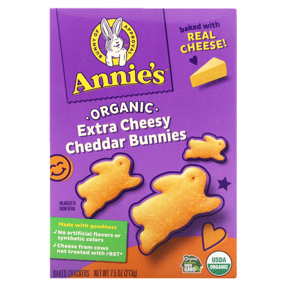 Annie's Homegrown, Organic Cheddar Bunnies,  Baked Crackers, Extra Cheesy, 7.5 oz (213 g)
