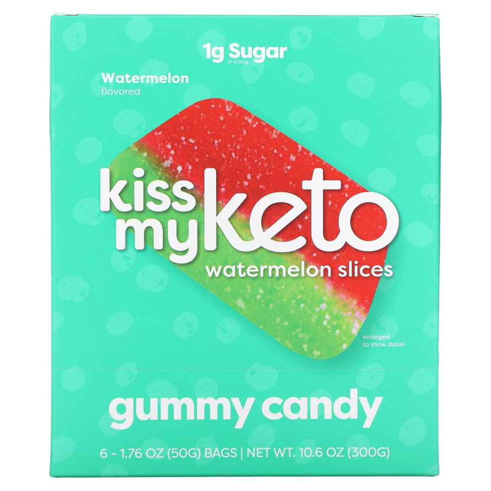 Kiss My Keto, Gummy Candy, Watermelon Slices, 6 Bags, 1.76 oz (50 g) Each
