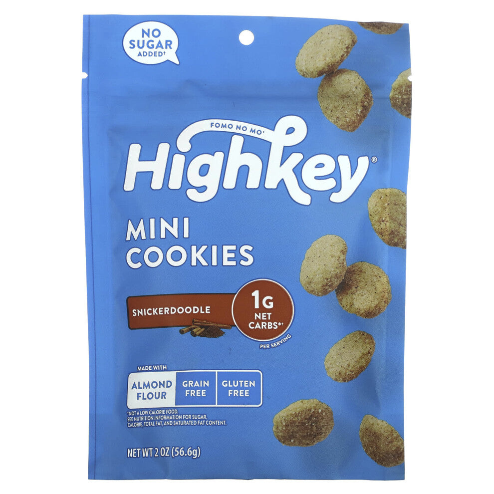 HighKey, No Sugar Added Gluten-Free Mini Cookies, Snickerdoodle , 2 oz (56.6 g)