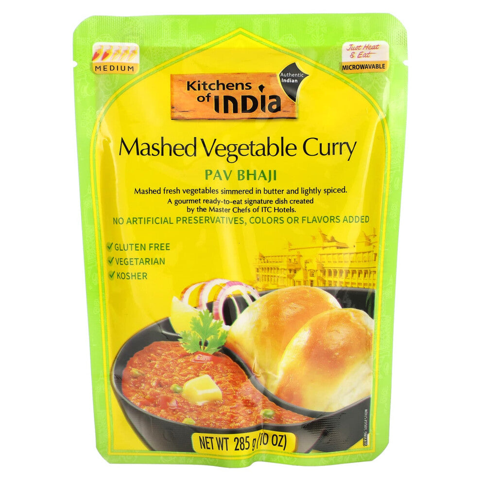 Kitchens of India, Pav Bhaji, Mashed Vegetable Curry, Medium, 10 oz (285 g)