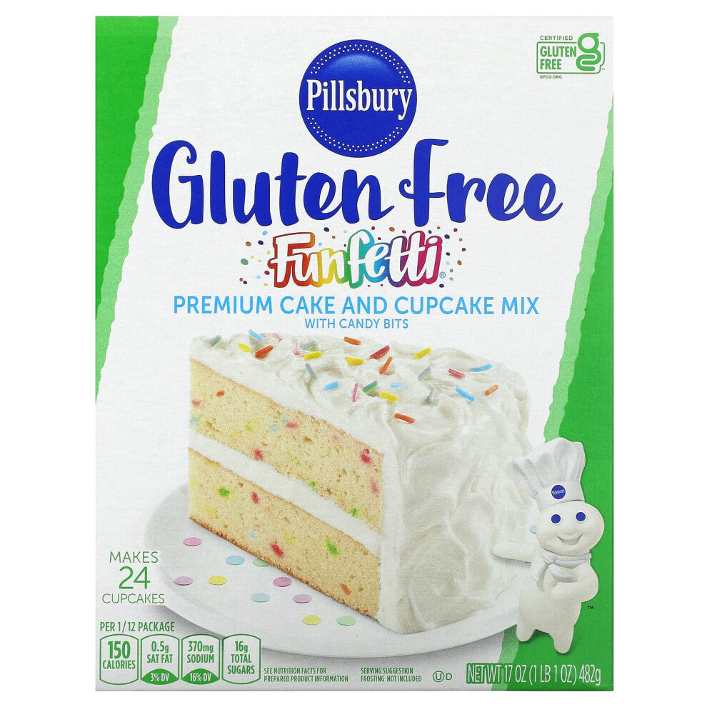 Pillsbury, Funfetti Premium Cake and Cupcake Mix with Candy Bits, Gluten Free, 1 lb 1 oz (482 g)