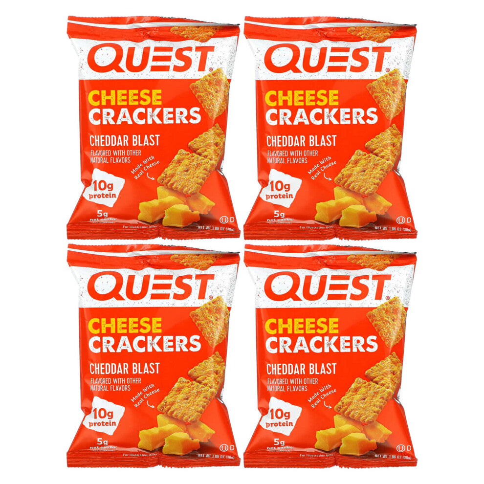 Quest Nutrition, Cheese Crackers, Cheddar Blast, 4 Bags, 1.06 oz (30 g) Each