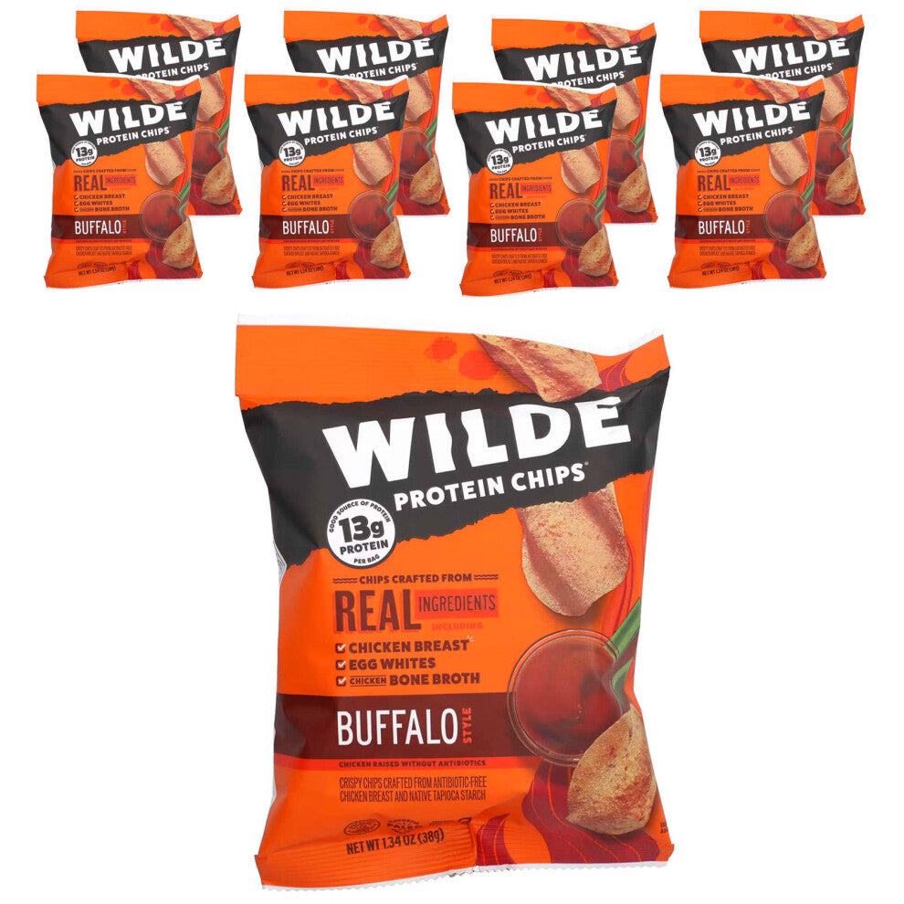 Wilde Brands, Protein Chips, Buffalo Style, 8 Bags, 1.34 oz (38 g) Each