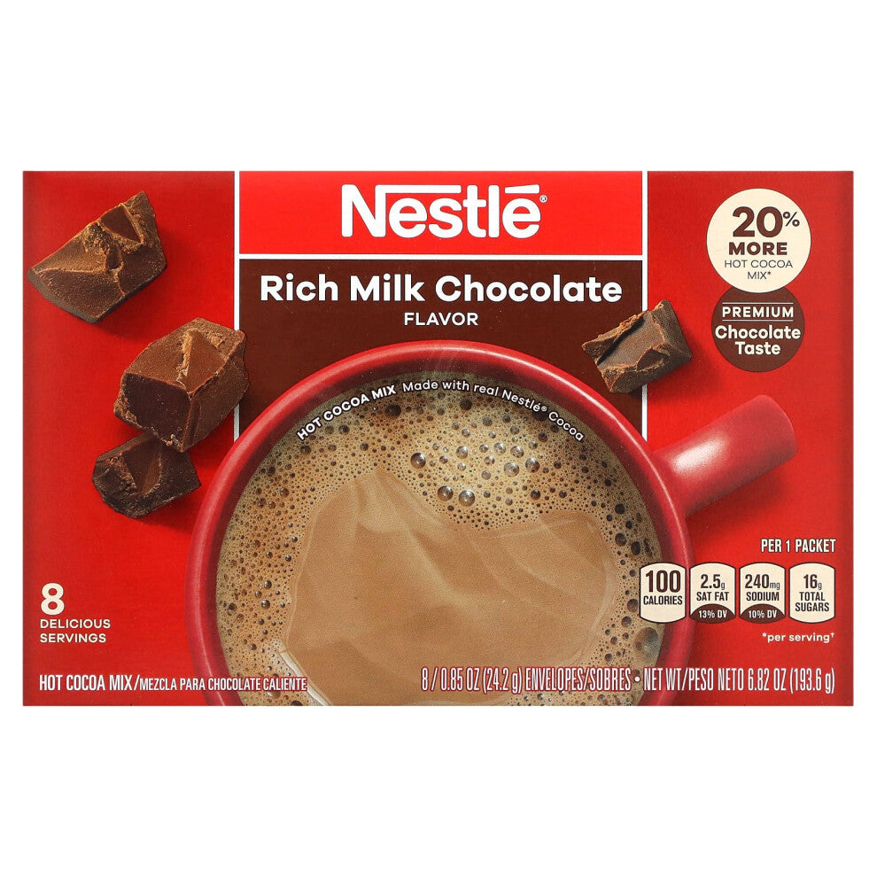 Nestle Hot Cocoa Mix, Rich Milk Chocolate, 8 Envelopes, 0.85 oz (24.2 g)