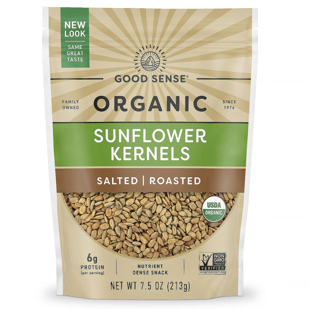 Good Sense, Organic Sunflower Kernels, Salted, Roasted, 7.5 oz (213 g)