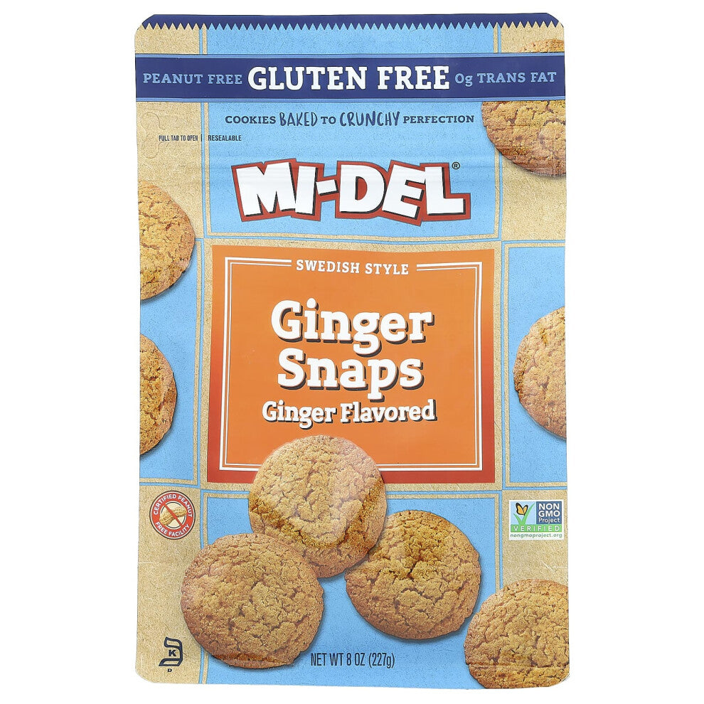 Mi-Del Cookies, Swedish Style Ginger Snaps, Ginger , 8 oz (227 g)