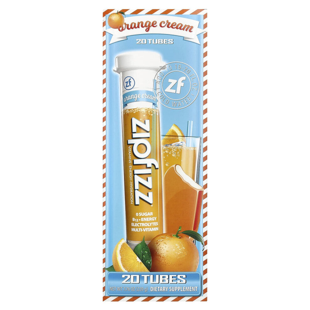 Zipfizz, Energy Drink Mix, Orange Cream, 20 Tubes, 0.39 oz (11 g) Each