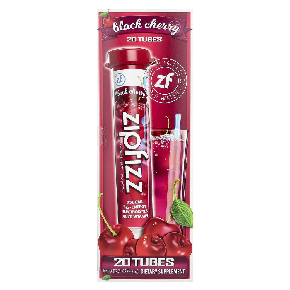 Zipfizz, Energy Drink Mix, Black Cherry, 20 Tubes, 0.39 oz (11 g) Each