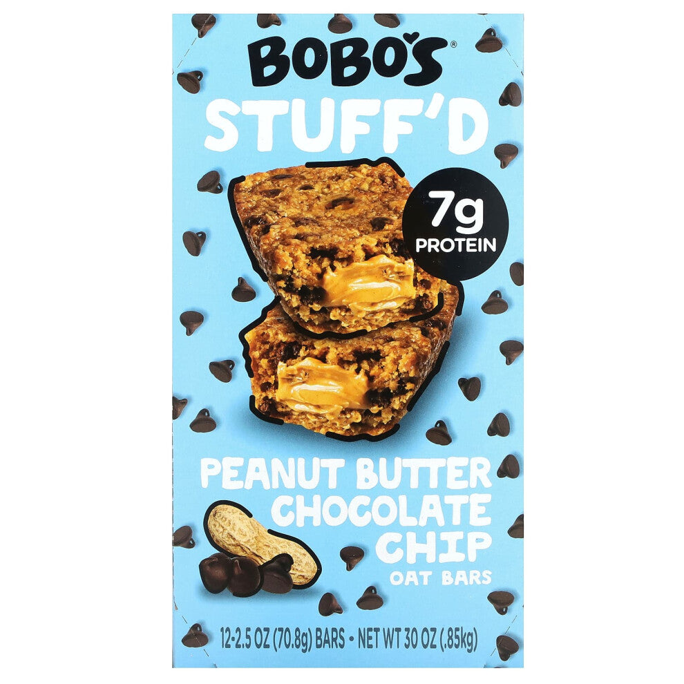 Bobo's Oat Bars, Stuff'd Oat Bars, Peanut Butter Chocolate Chip, 12 Bars, 2.5 oz (70.8 g) Each