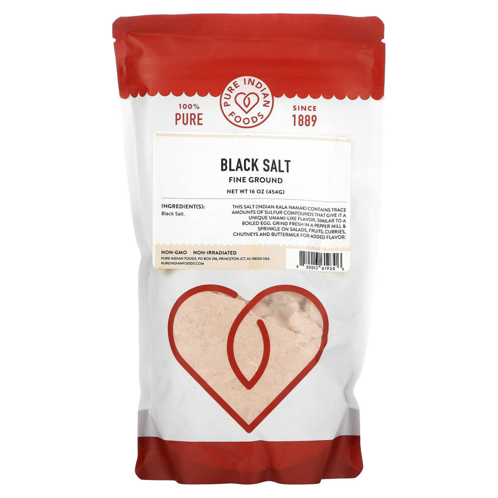 Pure Indian Foods, Black Salt, Fine Ground, 16 oz (454 g)