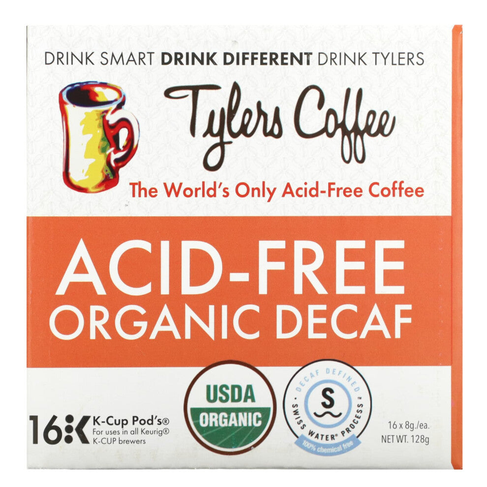Tylers Coffees, Acid-Free Organic Decaf, 16 K-Cup Pod's