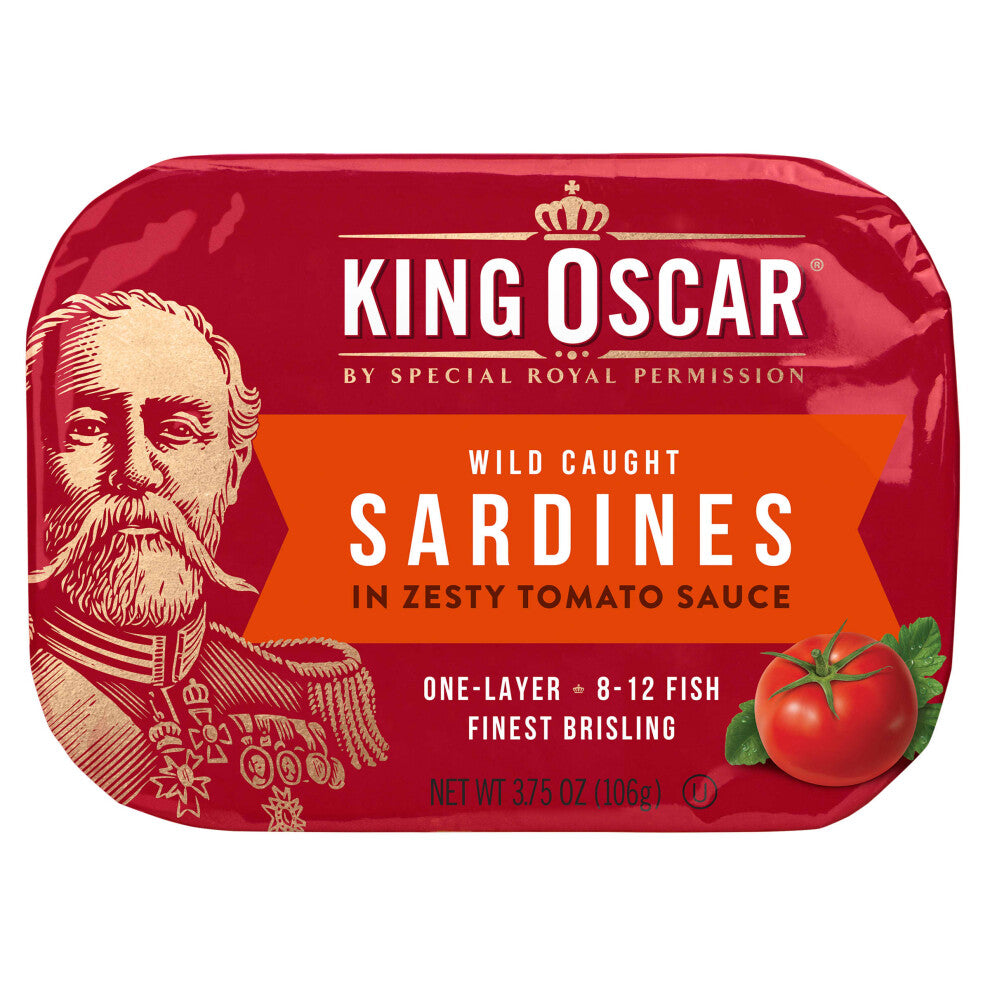 King Oscar, Wild Caught Sardines In Zesty Tomato Sauce, 3.75 oz (106 g)