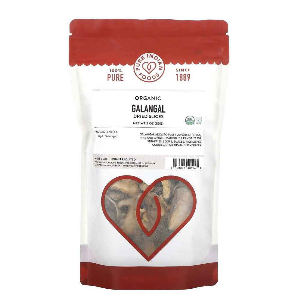 Pure Indian Foods, Organic Galangal Dried Slices, 3 oz (85 g)