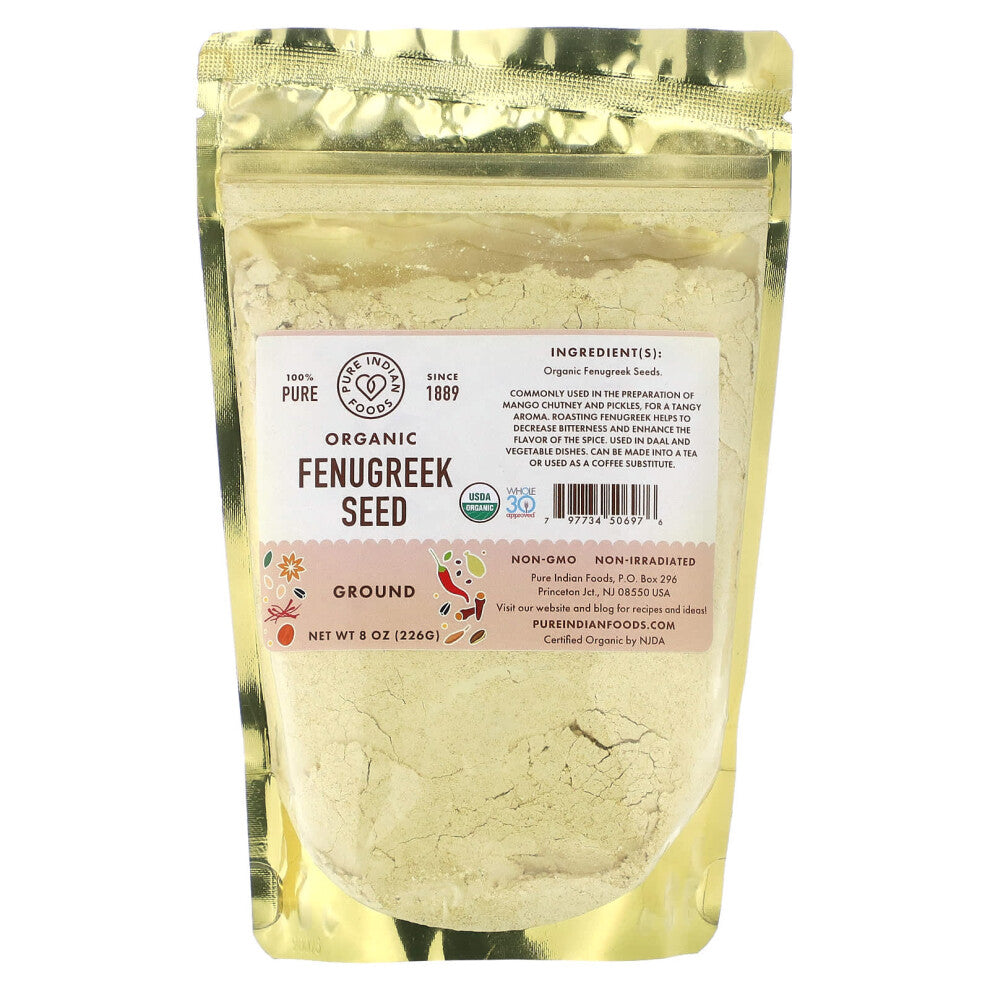 Pure Indian Foods, Organic Fenugreek Seed, Ground, 8 oz (226 g)