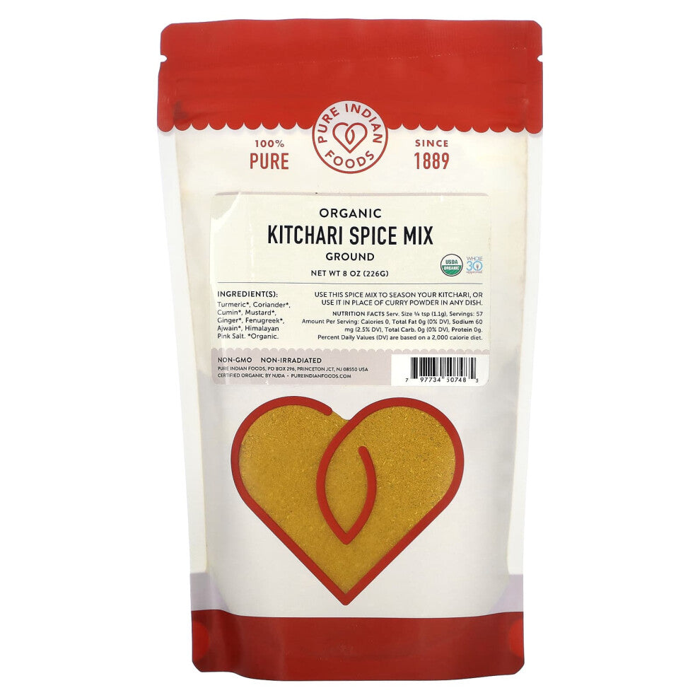 Pure Indian Foods, Organic Kitchari Spice Mix, Ground, 8 oz (226 g)