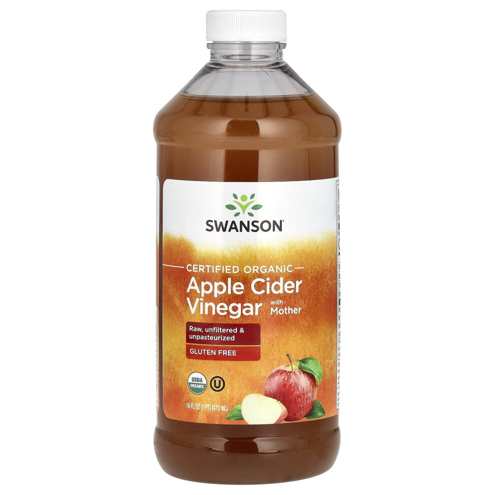 Swanson, Certified Organic Apple Cider Vinegar with Mother, 16 fl oz (473 ml)