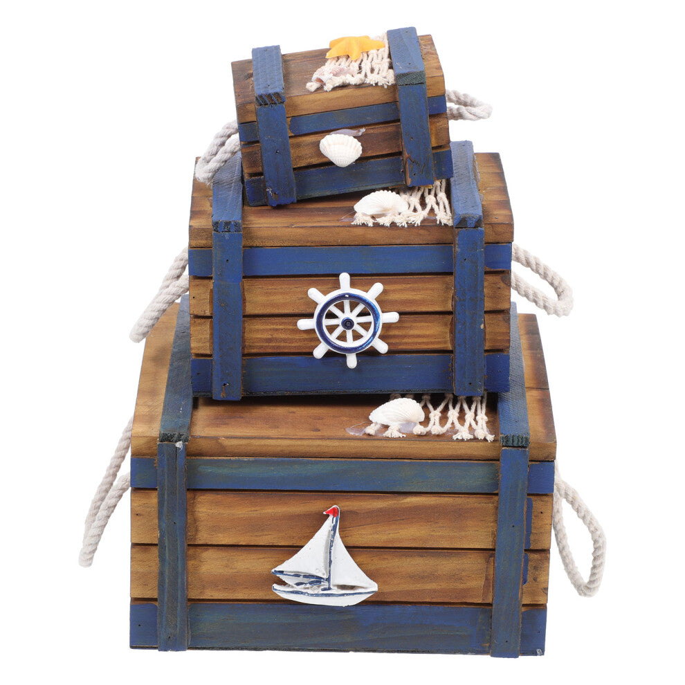 3pcs Boxes Jewelry Box Wood Ring Miss Desktop