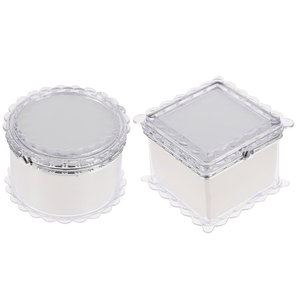 2pcs Box Mirrored Jewelry Box Travel Wedding Glass Material
