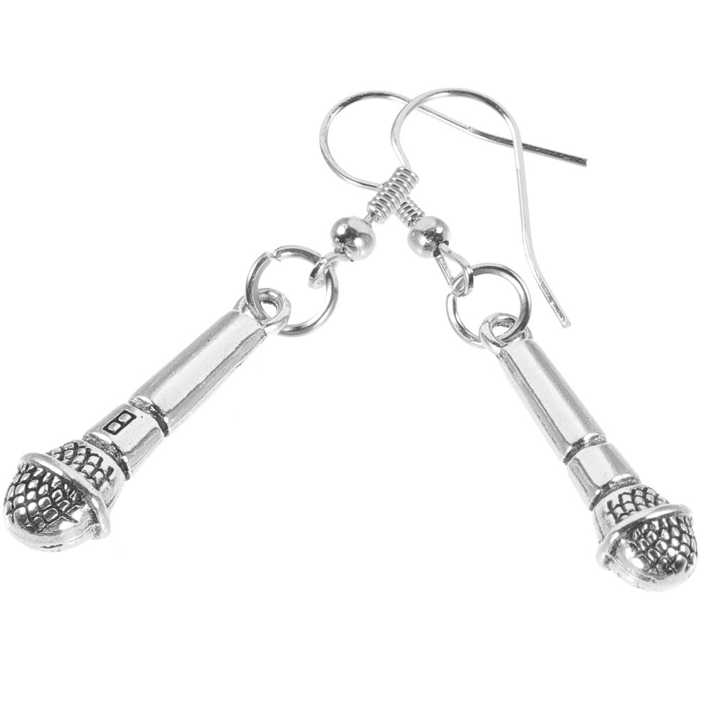 Fashion Earrings Microphone Shape Alloy 1 Pair 1.8x0.2in