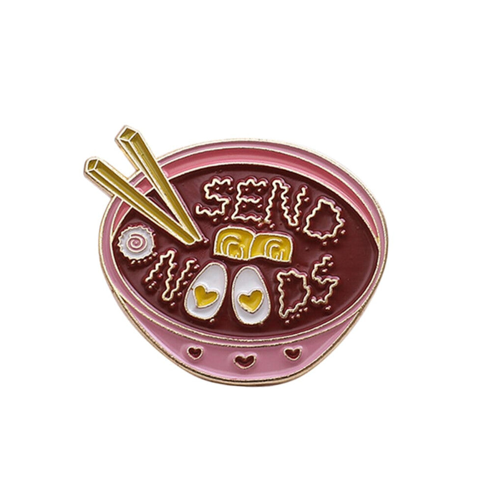 Cartoon Ramen Brooch Enamel Pin for Clothing Accessories, Funny Metal Decorative Brooch for Special Occasions