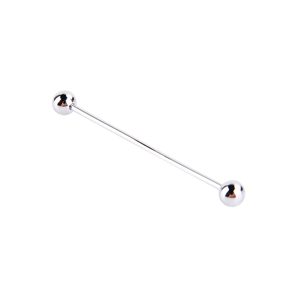 Men's Silver-Plated Steel Collar Tie Pin Barbell Clip 6 cm for Wedding Birthday Party Accessories
