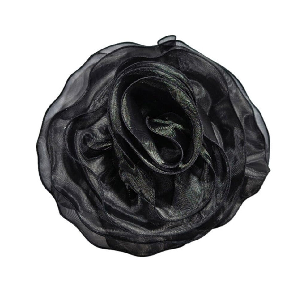 Comfortable Black Fabric Flower Brooch, Elegant Lapel Pin, Delicate Decoration for Work and Business Attire