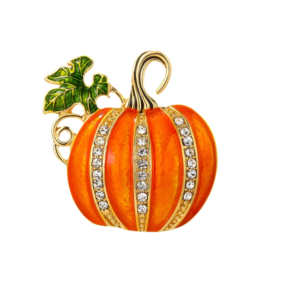 Rhinestone Pumpkin Brooch for Women's Cardigans and Sweaters, Orange Spiked Buckle Accessories for Costumes and Fashion