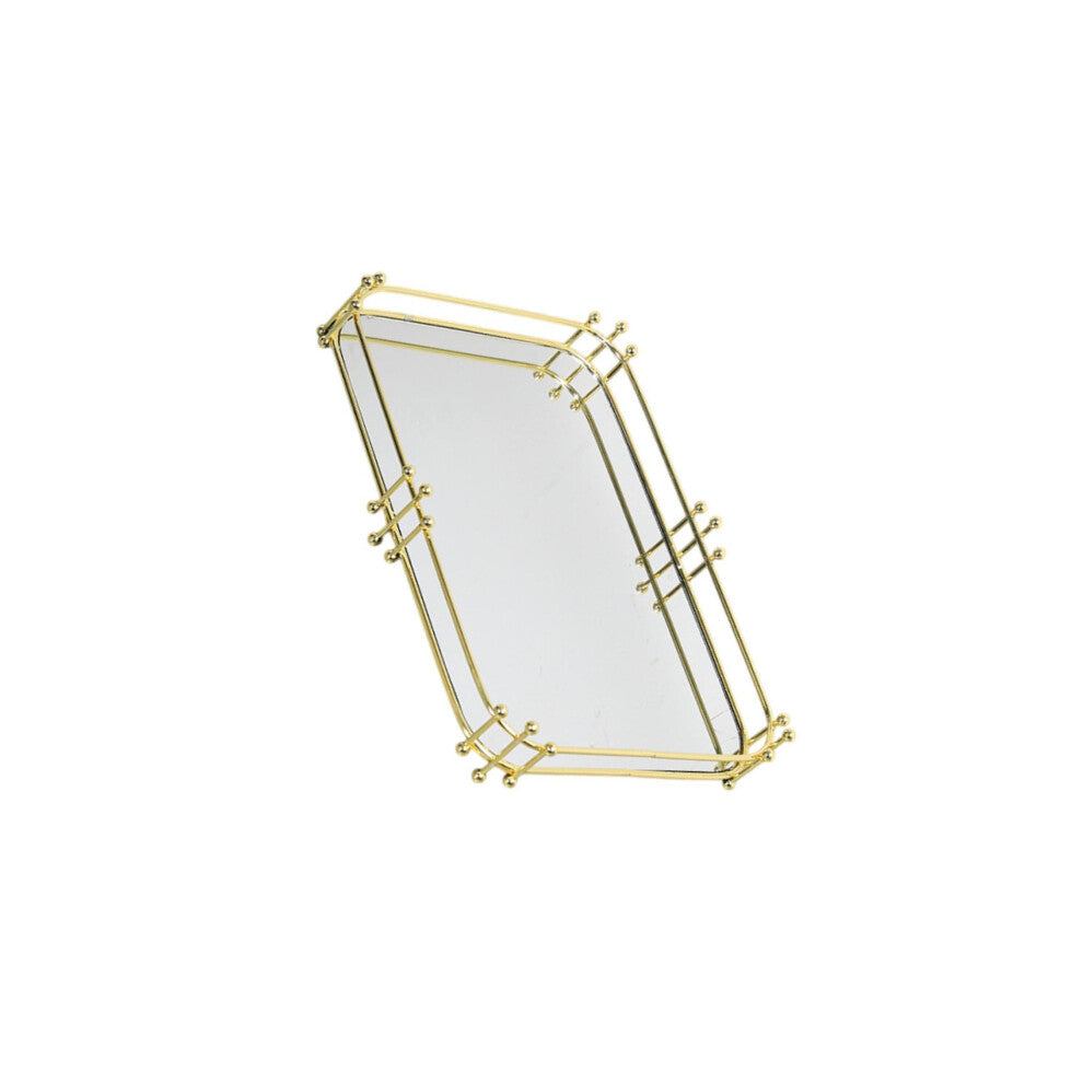 Glass Decorative Tray Bedroom Organizer Jewelry And Perfumes Gold Or