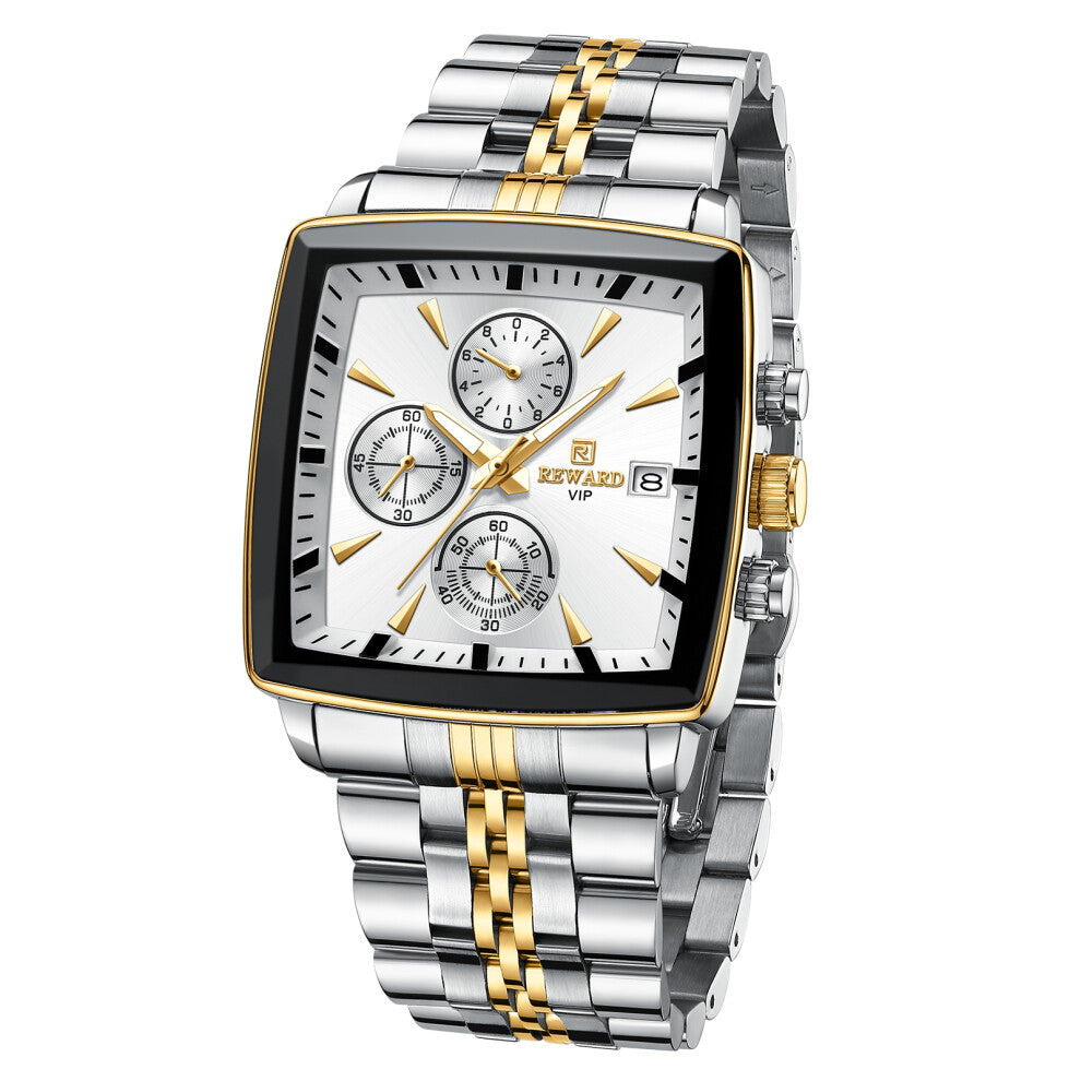 Watches Men square stainless steel bracelet watch with luminous hands