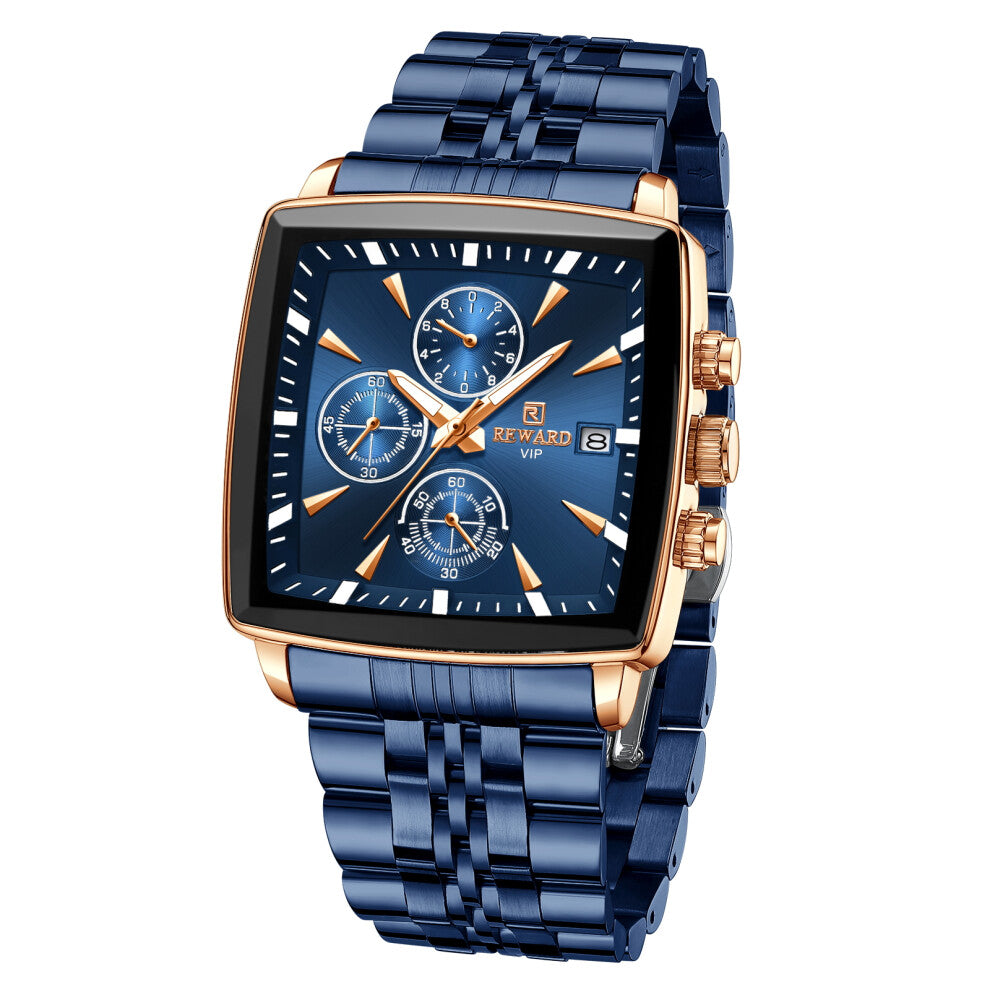 Watches Men square stainless steel bracelet watch with luminous hands