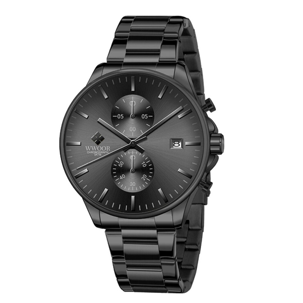 Men's watches casual waterproof chronograph quartz watch stainless steel