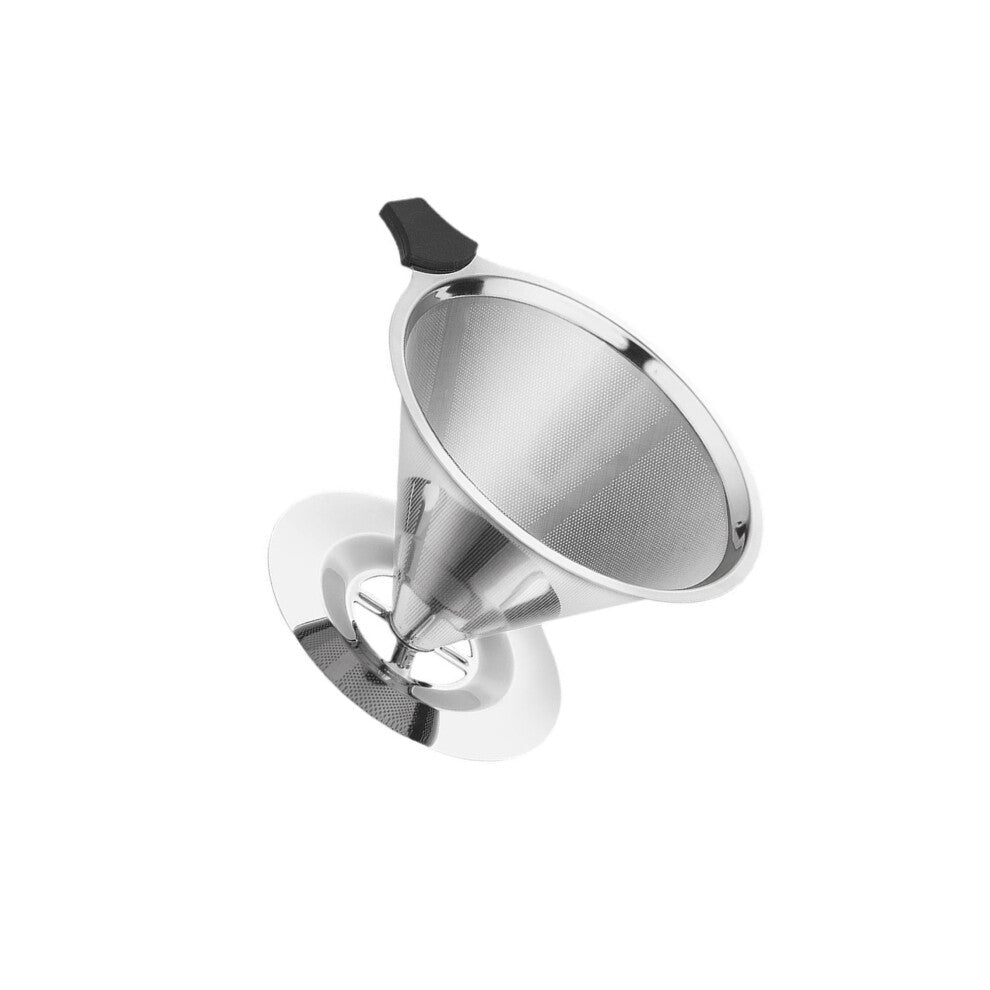 (Silver, Small) Stainless Steel Coffee Filter Cone Brew Coffee Filter for Kitchen Home