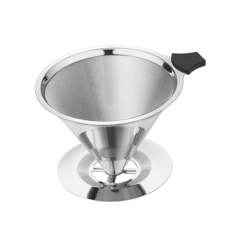 (Silver, Large) Stainless Steel Coffee Filter Cone Brew Coffee Filter for Kitchen Home
