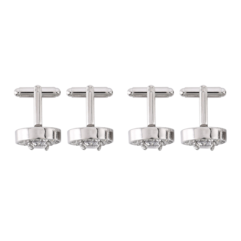 1 Pair Diamond Cufflinks Womens Mens Wedding Cufflinks Gift (White)