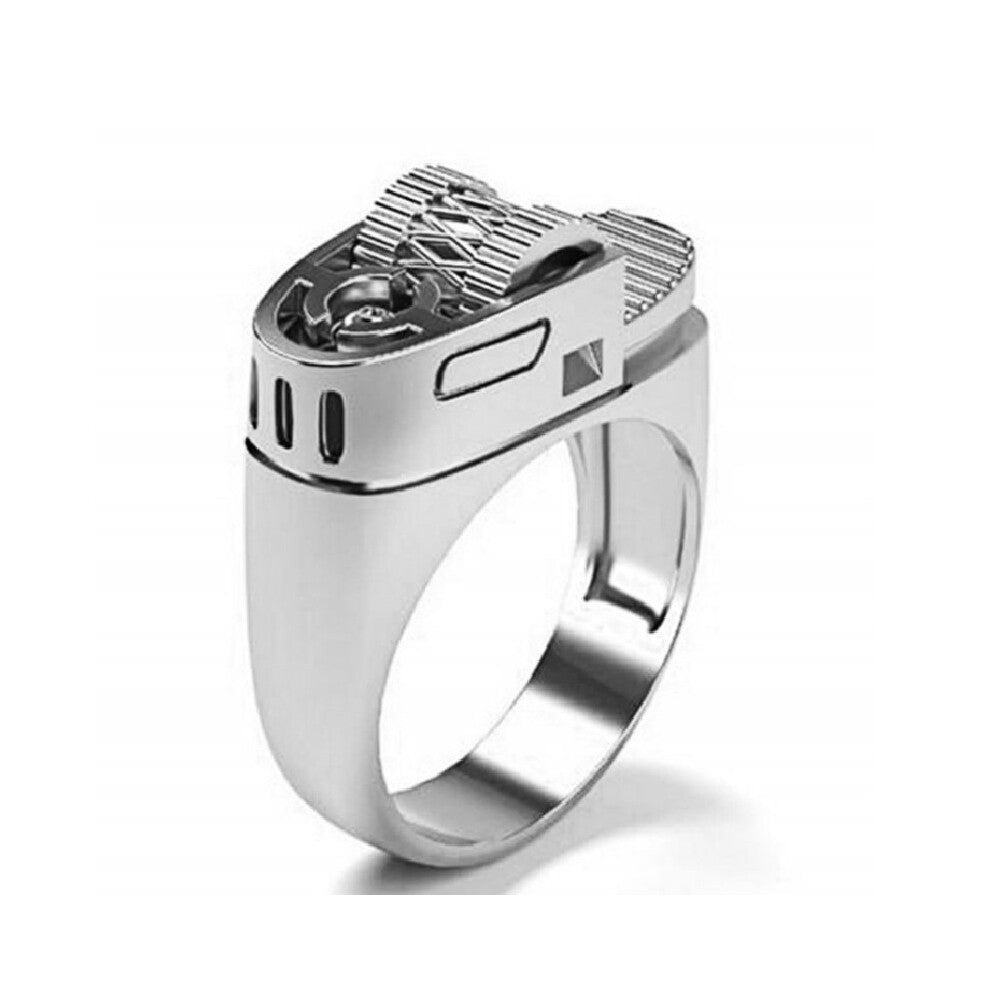 (Silver, 6) Lighter Ring Shape Alloy Jewelry Accessories Finger Ring Woman Outfit Gift Party