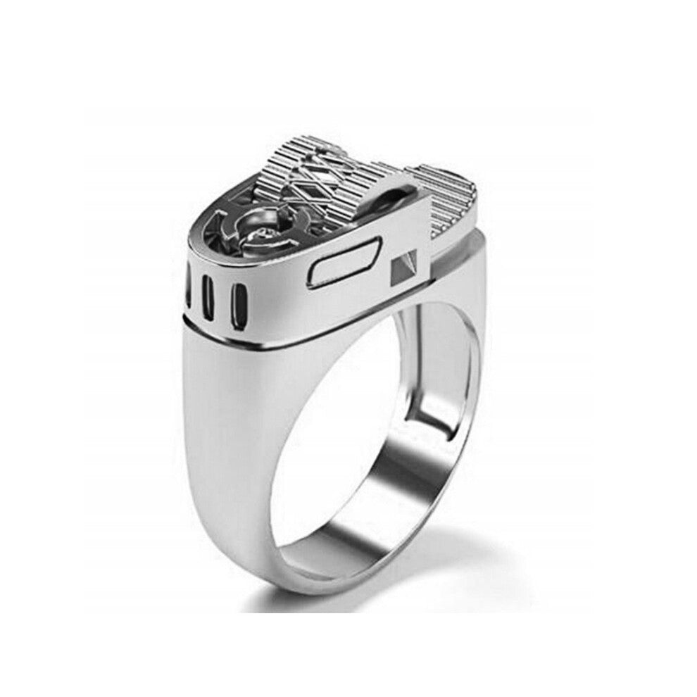 (Silver, 9) Lighter Ring Shape Alloy Jewelry Accessories Finger Ring Woman Outfit Gift Party