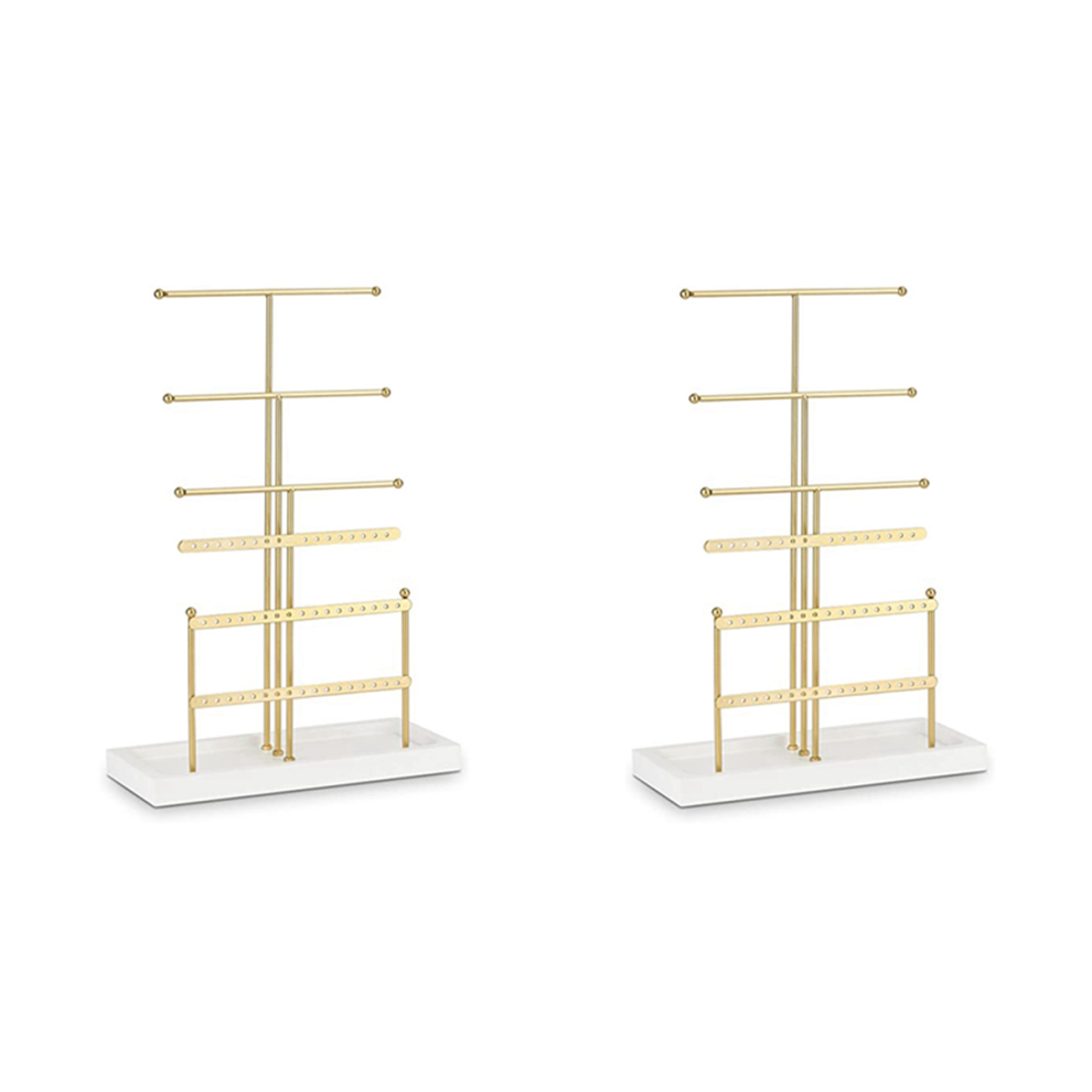 2X Jewelry Organizer Tabletop Jewelry Holder Gold
