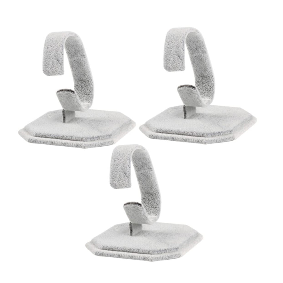 Bangle Organiser Display Case 3 Piece Set Suede C-Shaped Grey for Bracelets and Watches Home Exhibition Stand