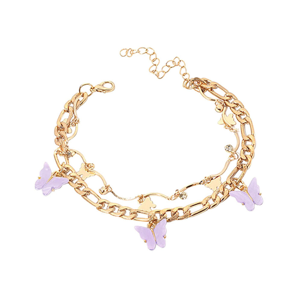 Women's Jewelry Accessories: Personalized Purple Anklet, Simple Design, Diamond Anklet, One Size