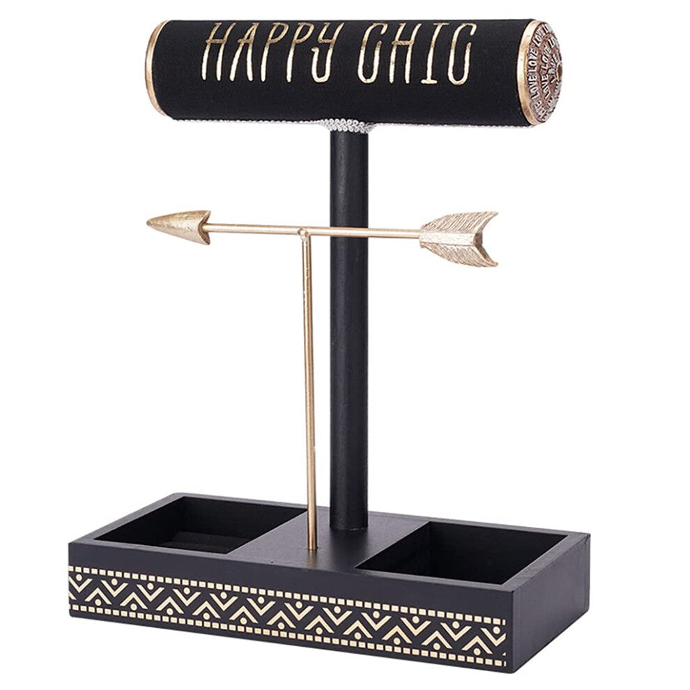 Metal Jewelry Stand with 2 Levels for Watches, Bracelets, Necklaces, Earrings, Display Rack, Organizer, Black Finish