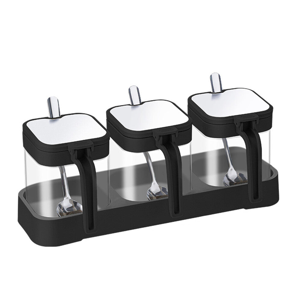 (black suit) Glass Salt Jar Seasoning Jar With Widened Bottle Mouth Made Of Food