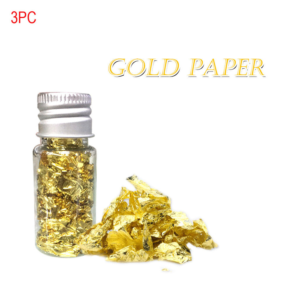 (Yellow) 3PC 10ml Leaf Mask Decoration Authentic Foil Cooking Cake And Chocolate Decoration Health Spa