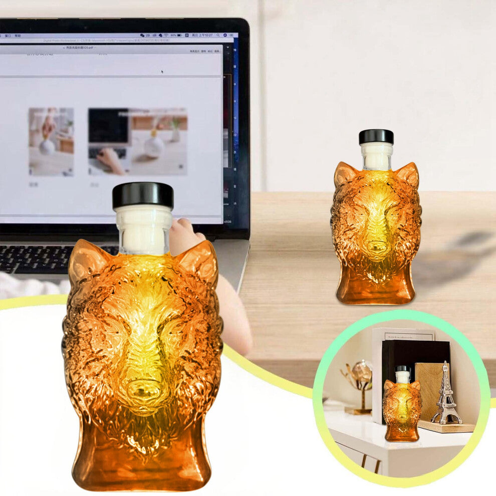 (Multicolor) Wolf Head Whiskey Bottle High Borosilicate Glass Bottle Fashionable Shaped Bottle Enhance Your Wine Style Suitable For Gift And Own Use 3