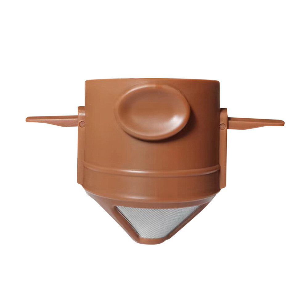 (Brown) Coffee Cup Filter Screen Double-layer Portable Hand Brewed Coffee Folding Ear Filter Drip Coffee Coffee Cup