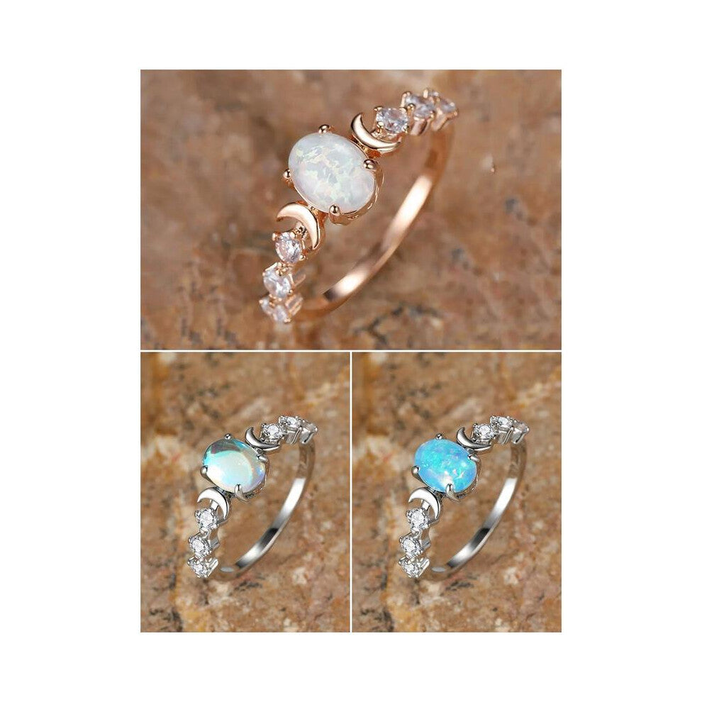 (Blue, 10) Summer Oval Shaped Artificial Gemstone & Rhinestone Decorated Statement Ring, Gifts for Her, Wedding & Engagement Jewelry Gift for Women,