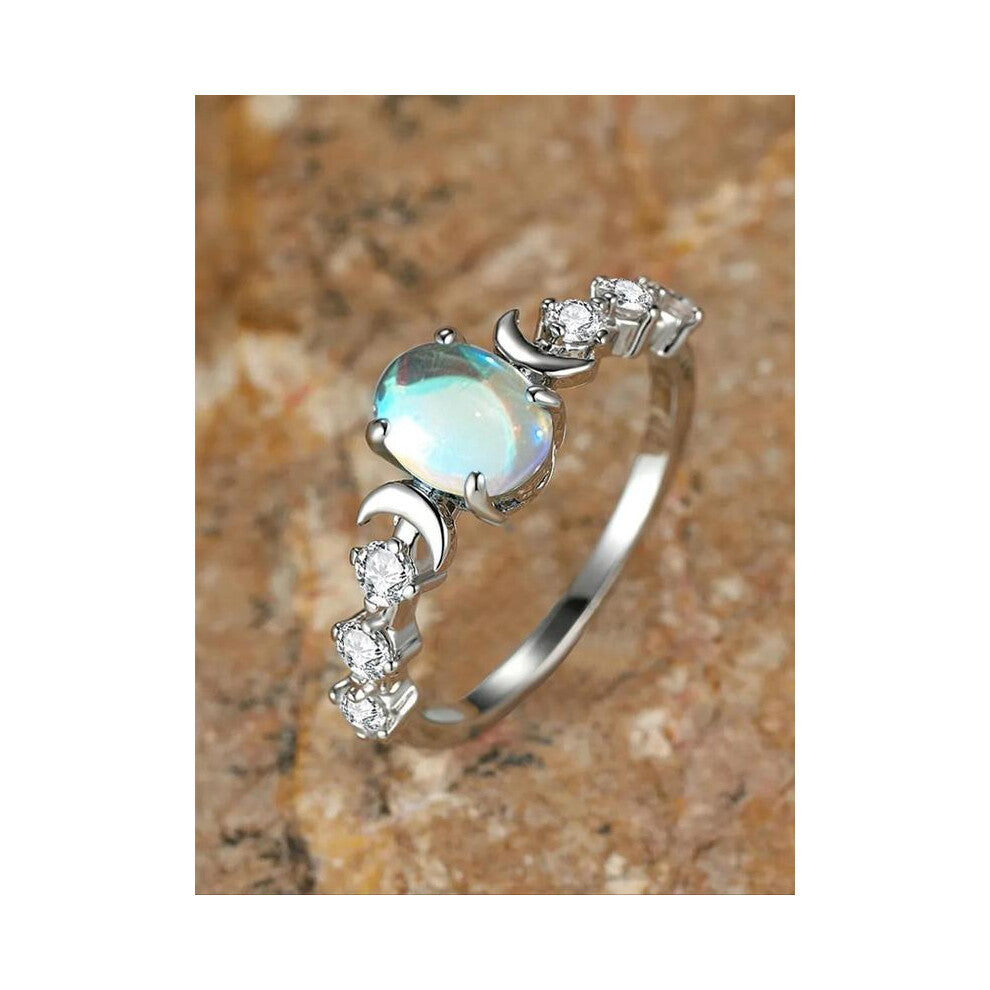 (Multicolor, 7) Summer Oval Shaped Artificial Gemstone & Rhinestone Decorated Statement Ring, Gifts for Her, Wedding & Engagement Jewelry Gift for Wom